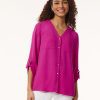 Jasper Crepe Collarless Tunic in the Color Bright Orchid | Jones New York