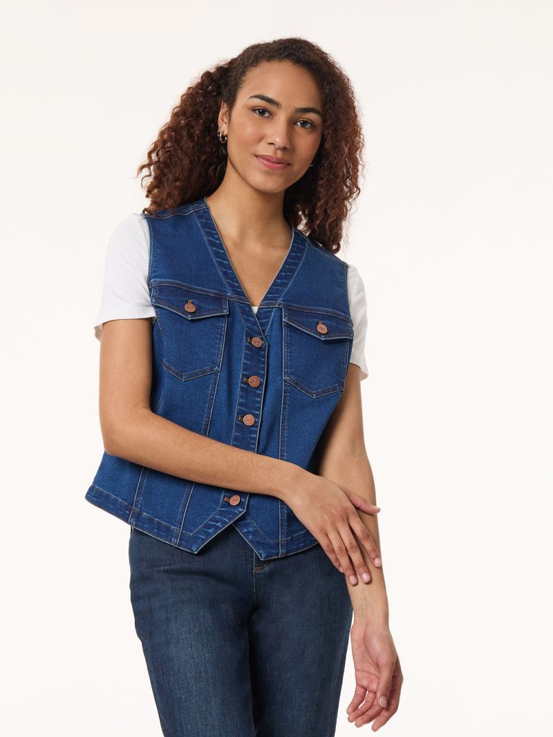 Denim Vest, City Denim in the Color Shore Wash | Jones New York