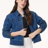 Petite Shirred Sleeve Denim Jacket, City Denim in the Color Shore Wash | Jones New York