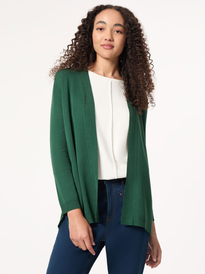 Open Front Icon Cardigan in the Color Forest Green | Jones New York