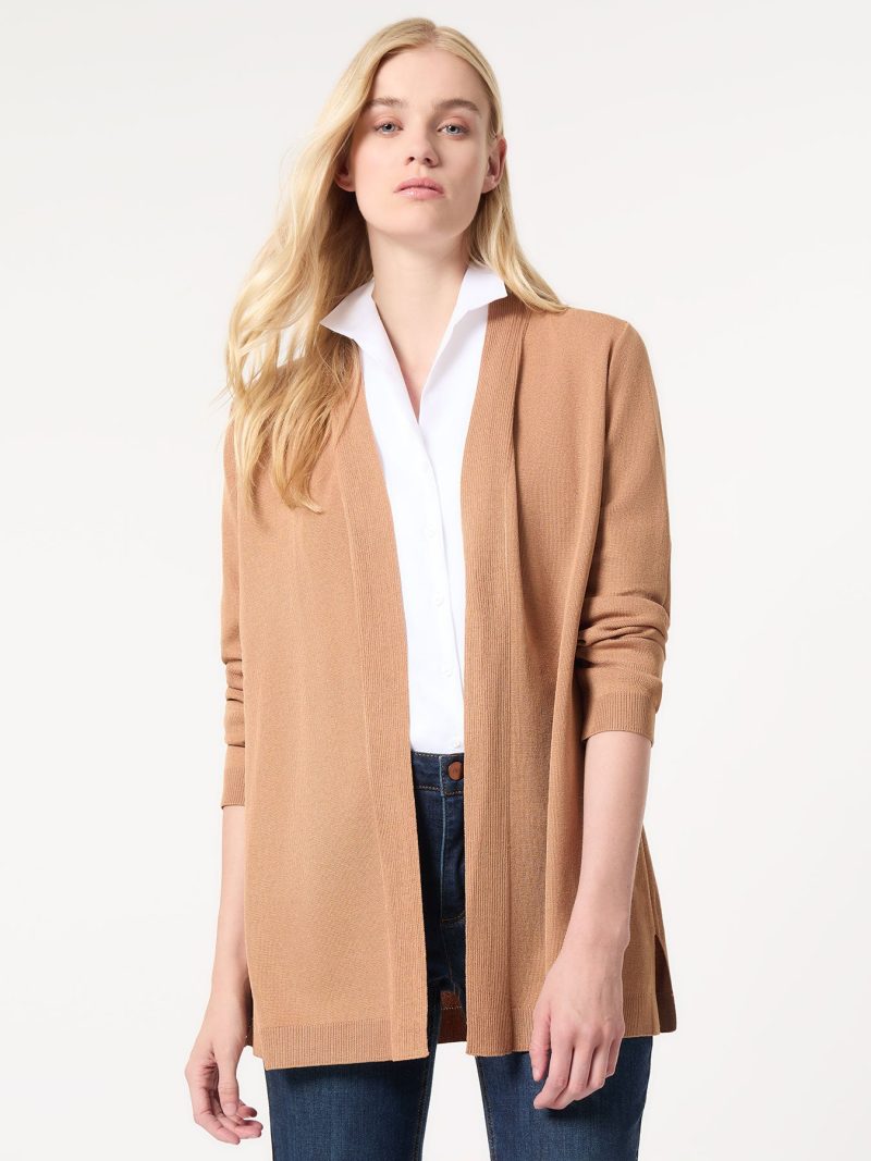 Open Front Icon Cardigan in the Color Caramel | Jones New York