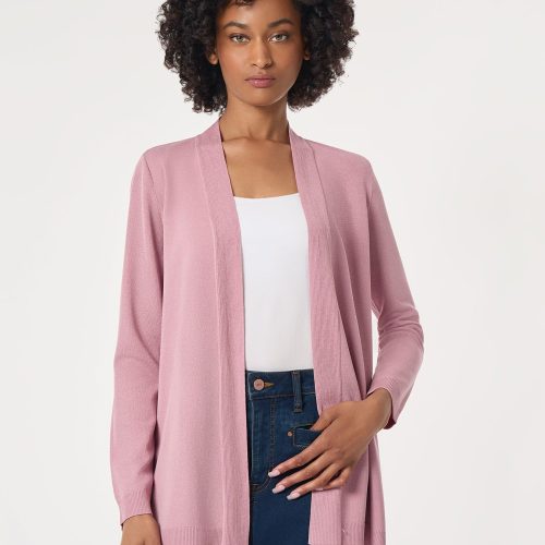 Open Front Icon Cardigan in the Color Marble Pink | Jones New York