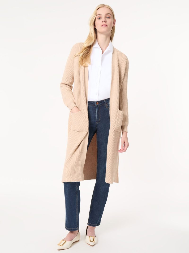 Long Cardigan Sweater in the Color Cafe Au Lait | Jones New York