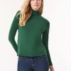 Long Sleeve Mock Neck Sweater in the Color Forest Green | Jones New York