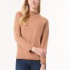 Long Sleeve Mock Neck Sweater in the Color Caramel | Jones New York