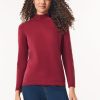 Long Sleeve Mock Neck Sweater in the Color Bordeaux | Jones New York