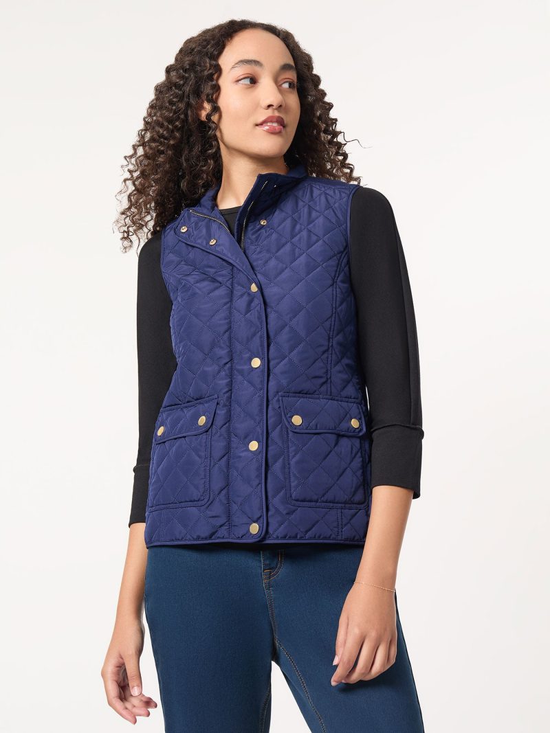 Quilted Puffer Vest in the Color Pacific Navy | Jones New York