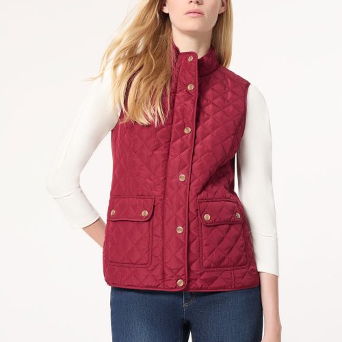 Quilted Puffer Vest in the Color Bordeaux | Jones New York