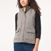 Plaid Quilted Puffer Vest in the Color Caramel Multi | Jones New York