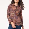 Petite Printed Quilted Jacket in the Color Caramel Multi | Jones New York