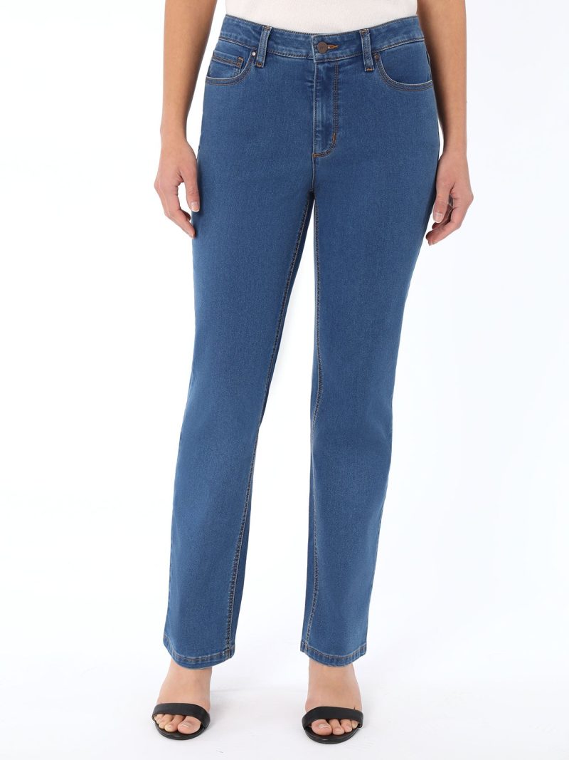 Petite Lexington Straight Leg Jeans, Skywash in the Color Skywash | Jones New York