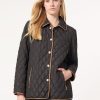 Five-Button Quilted Jacket in the Color Jones Black/Caramel | Jones New York