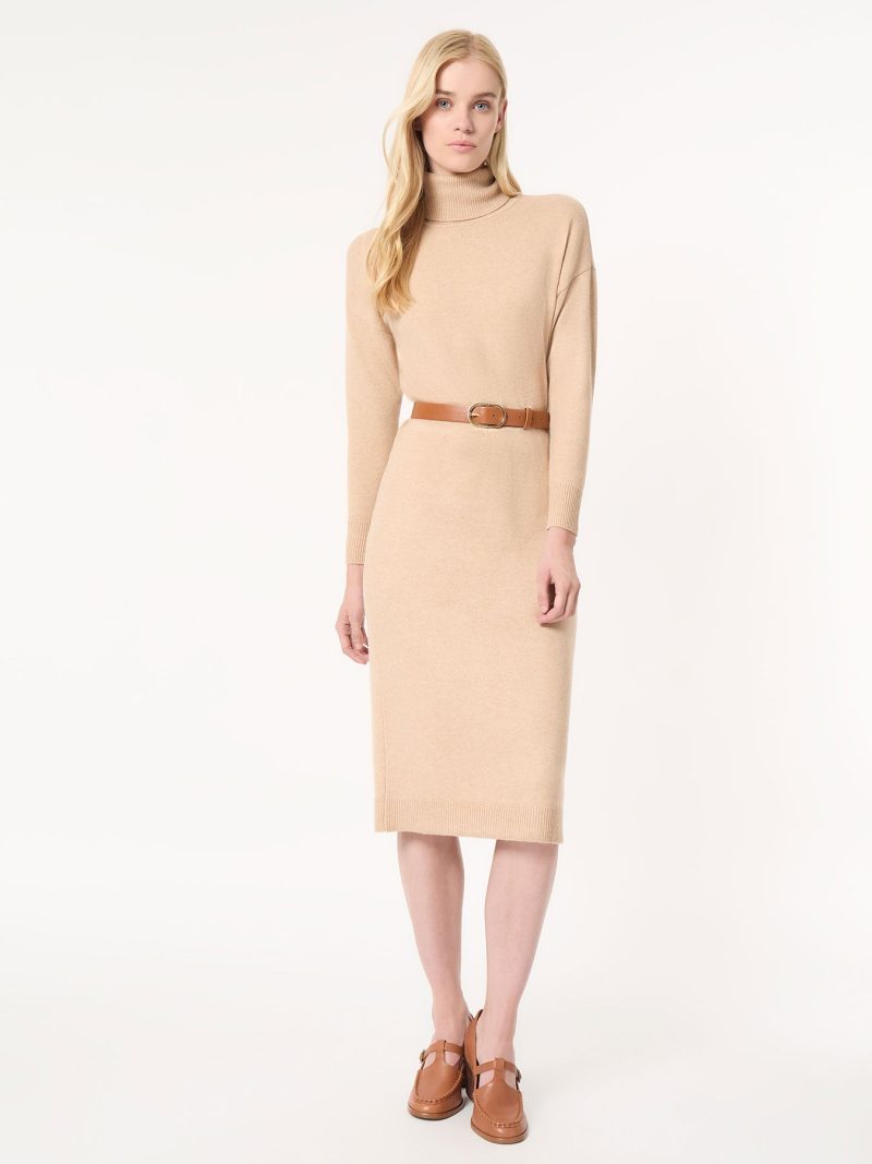 Belted Turtleneck Sweater Dress in the Color Cafe Au Lait | Jones New York