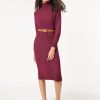 Petite Belted Turtleneck Sweater Dress in the Color Bordeaux | Jones New York