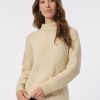 Diamond Stitch Mock Neck Sweater in the Color Oatmeal | Jones New York