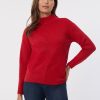 Diamond Stitch Mock Neck Sweater in the Color Deep Rouge | Jones New York