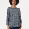 Petite Seam Detail Dolman Tunic, Jacquard Knit in the Color Pacific Navy Multi | Jones New York