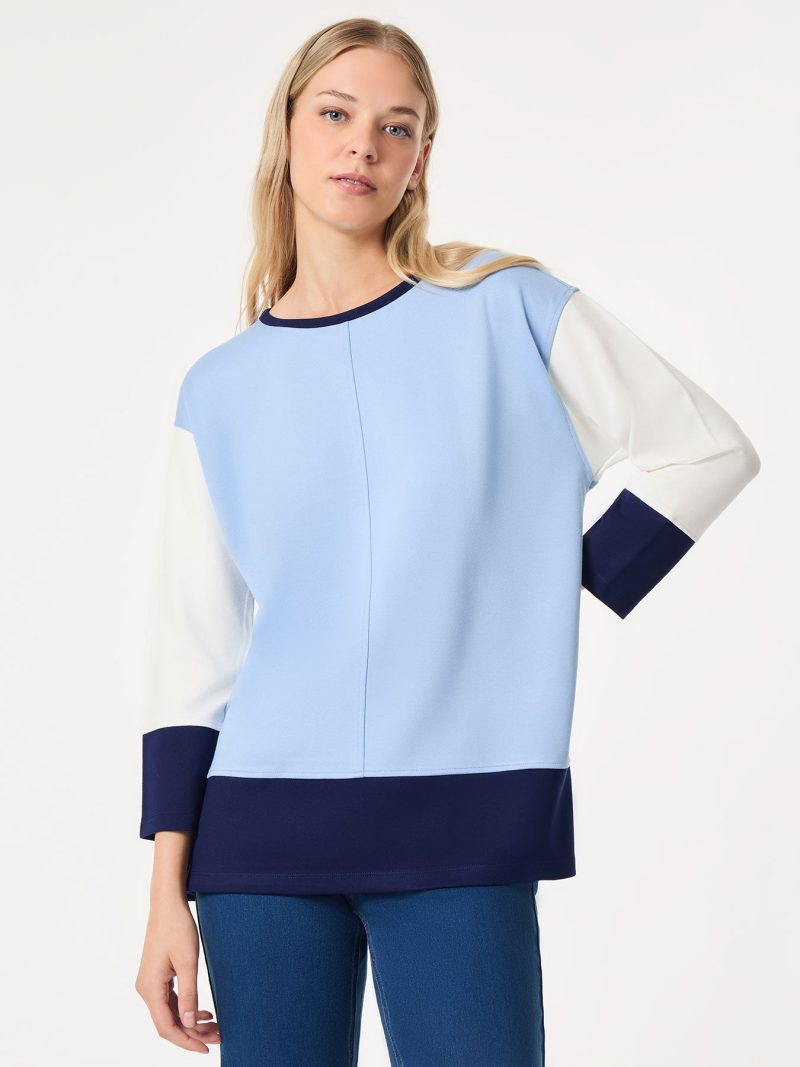 Colorblock Seam Detail Tunic, Serenity Knit in the Color Bluebell Multi | Jones New York