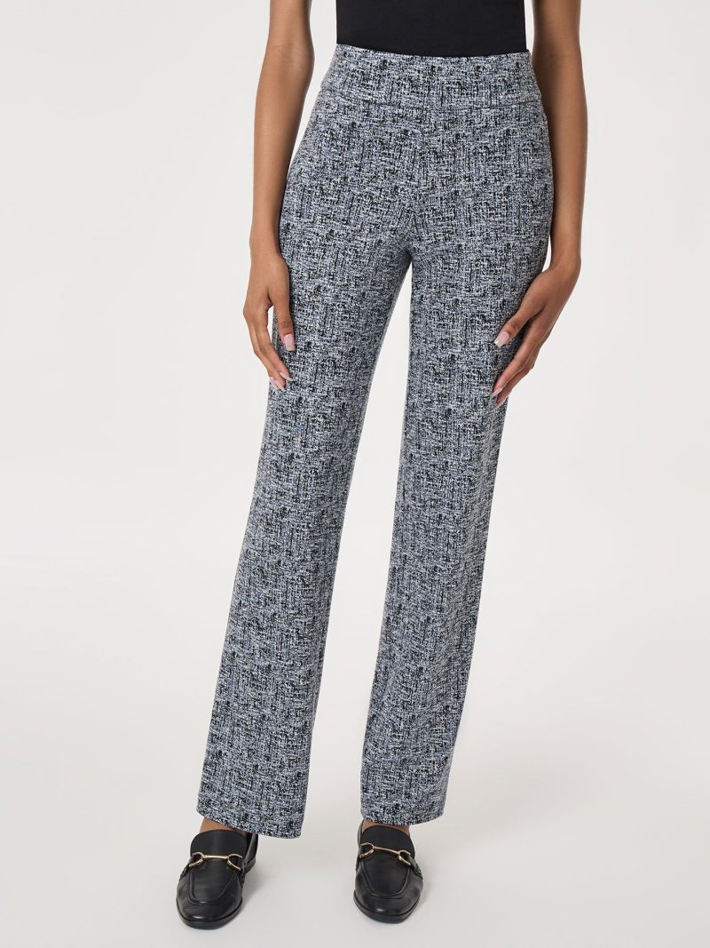 Plus Pull-On Houndstooth Wide Leg Pant in the Color Pacific Navy Multi | Jones New York