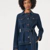 Petite Denim Belted Button-Front Jacket in the Color West Point Wash | Jones New York