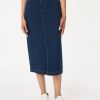 Midi Denim Front Slit Skirt, West Point Wash in the Color West Point Wash | Jones New York