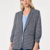 Petite Notch Collar Open Front Houndstooth Jacket in the Color Jones Black Multi | Jones New York