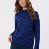 Mock Neck Chevron Jacquard Sweater in the Color Sapphire/Jones Black | Jones New York