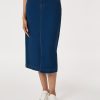 Midi Denim Front Slit Skirt, Phoenix Wash in the Color Phoenix Wash | Jones New York