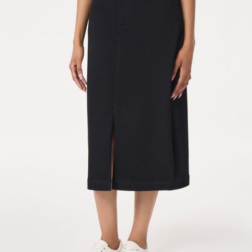 Midi Denim Front Slit Skirt, Onyx Wash in the Color Onyx Wash | Jones New York