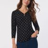 Plus Keyhole Neckline Sparkle Accent Top in the Color Jones Black/Soft Gold | Jones New York