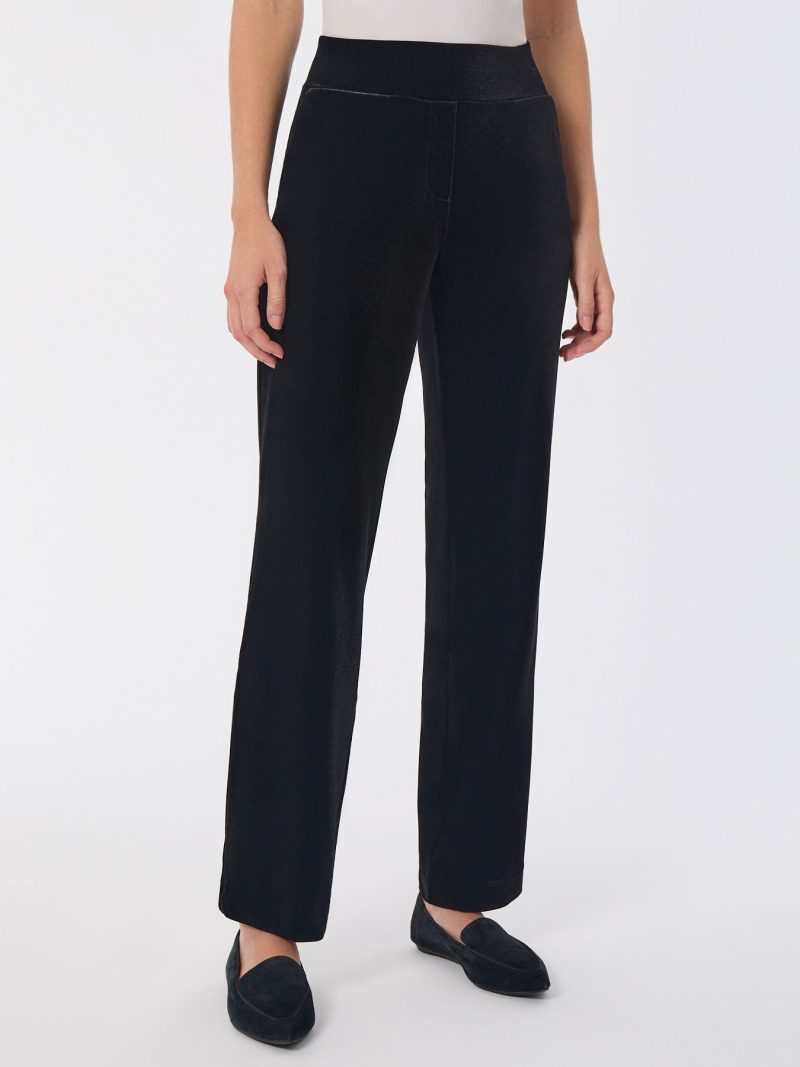 Pull-On Velour Straight Leg Pants in the Color Jones Black | Jones New York