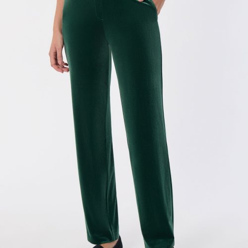 Pull-On Velour Straight Leg Pants in the Color Forest Green | Jones New York