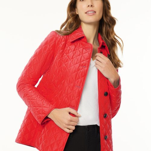 Five-Button Quilted Jacket in the Color Deep Rouge | Jones New York