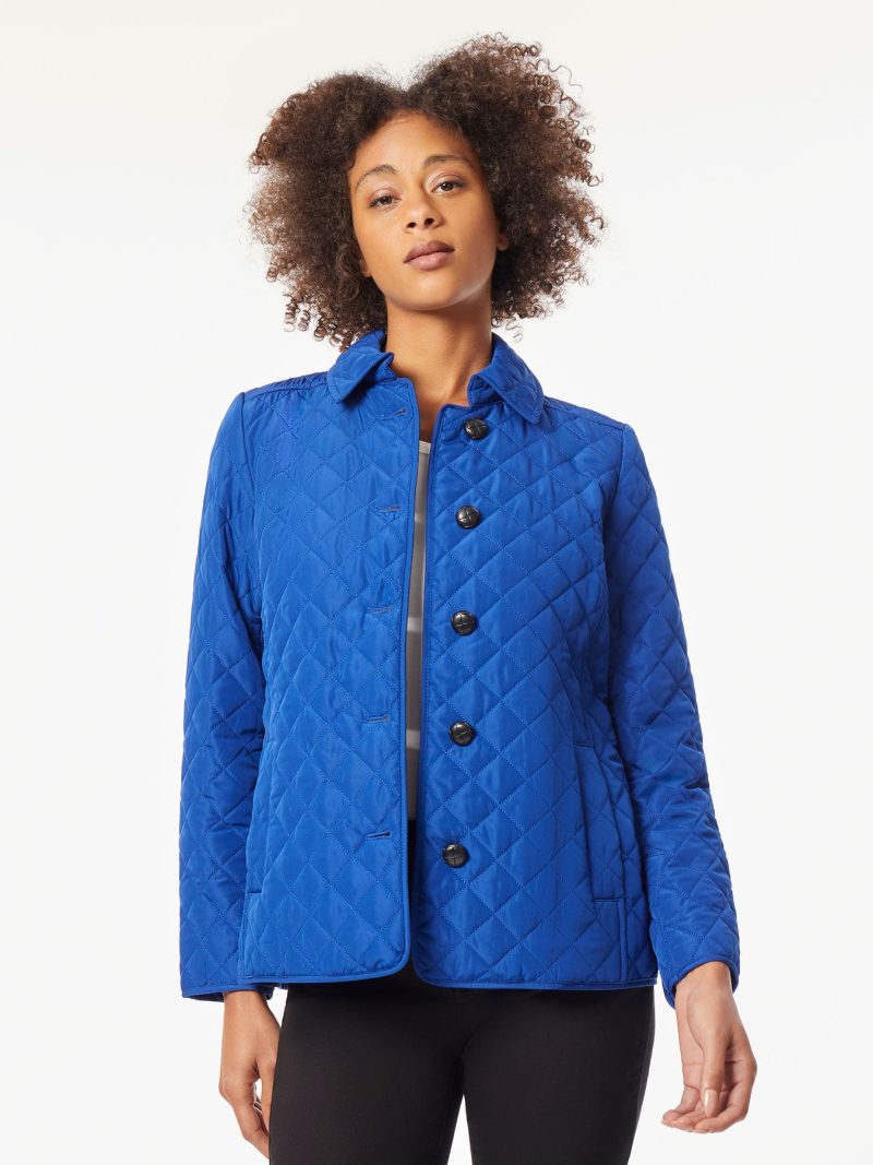 Five-Button Quilted Jacket in the Color Sapphire | Jones New York