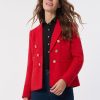 Faux Double Breasted Jacket, Tweed in the Color Deep Rouge | Jones New York