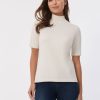 Short Sleeve Mock Neck Top in the Color Jones White | Jones New York