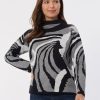 Mock Neck Sparkle Jacquard Sweater in the Color Jones Black Multi | Jones New York