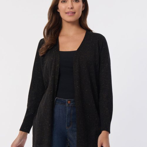 Open Front Sparkle Cardigan in the Color Jones Black/Gold | Jones New York