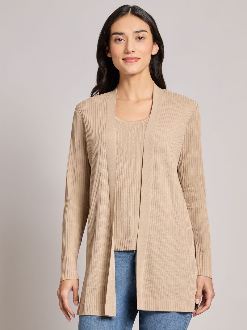 Open Front Sutton Cardigan in the Color Jones Khaki | Jones New York