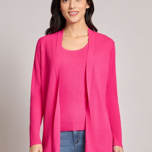 Open Front Sutton Cardigan in the Color Azalea | Jones New York