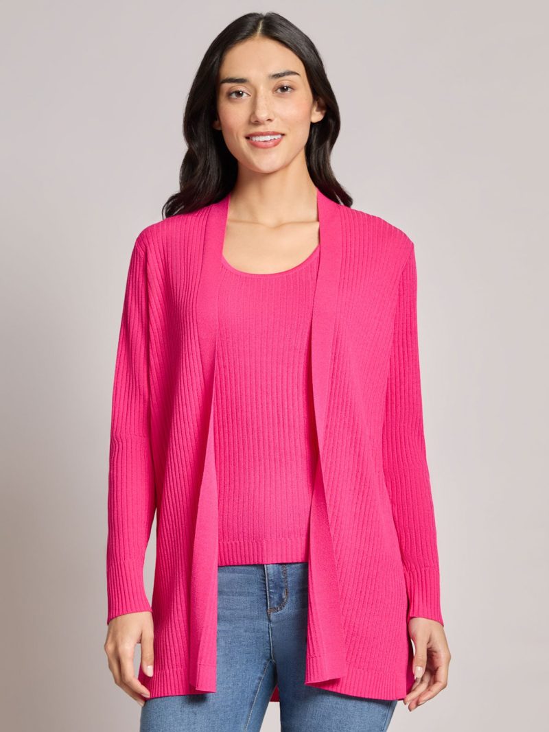 Open Front Sutton Cardigan in the Color Azalea | Jones New York