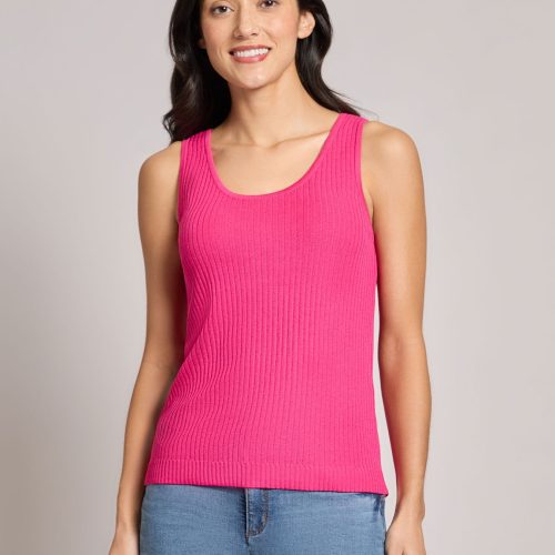 Sutton Scoop Neck Tank Top in the Color Azalea | Jones New York