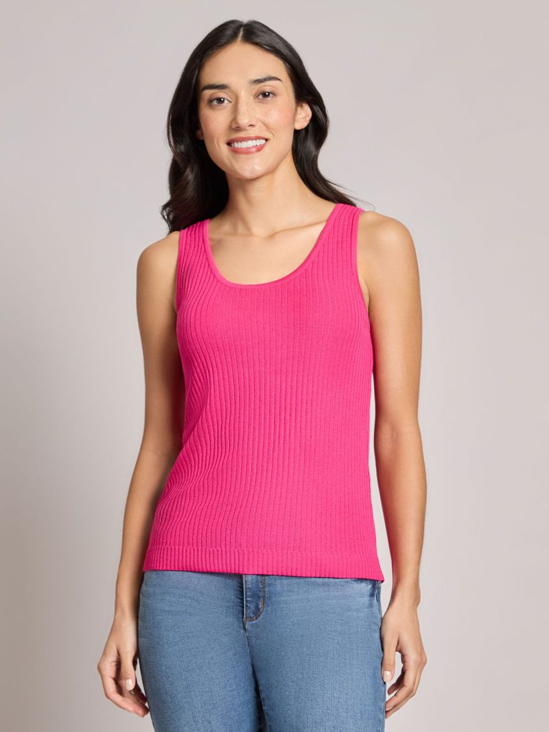 Sutton Scoop Neck Tank Top in the Color Azalea | Jones New York