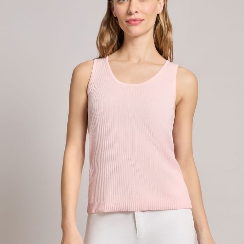 Plus Sutton Scoop Neck Tank Top in the Color Petal Pink | Jones New York