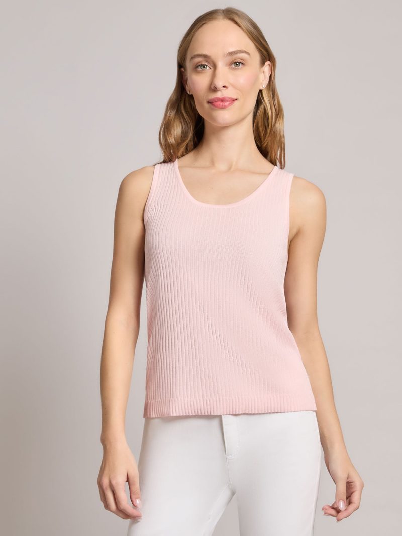 Plus Sutton Scoop Neck Tank Top in the Color Petal Pink | Jones New York