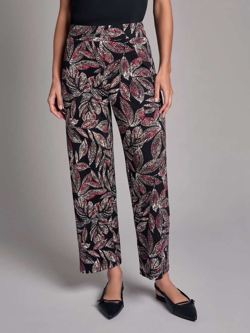 Petite Print Pull-On Crop Wide Leg Pants, Moss Crepe in the Color Praline Multi | Jones New York