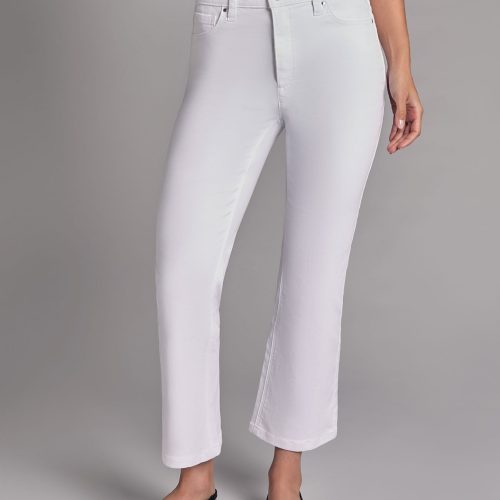 High Rise Cropped Kick Flare Jeans in the Color Soft White | Jones New York