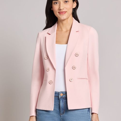 Petite Faux Double Breasted Jacket in the Color Petal Pink | Jones New York