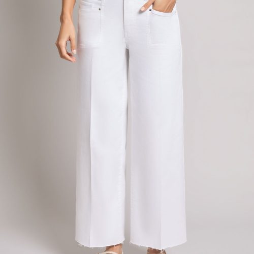 Patch Pocket Wide Leg Denim, Soft White in the Color Soft White | Jones New York