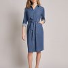 Plus Pocket Tie Dress, Denim in the Color Dark Wash | Jones New York